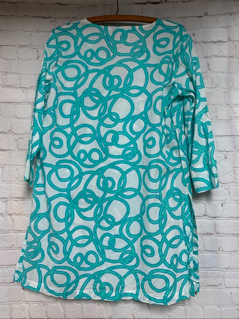 Gretchen Scott Turquoise & Aqua Patterned Tunic Dress Size M - Picture 5 of 5